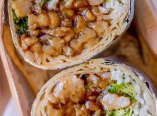 Orange Chicken Burrito with Panda Express Orange Chicken sauce takes just 30 minutes to make and tastes like a mix of two favorite takeout spots.