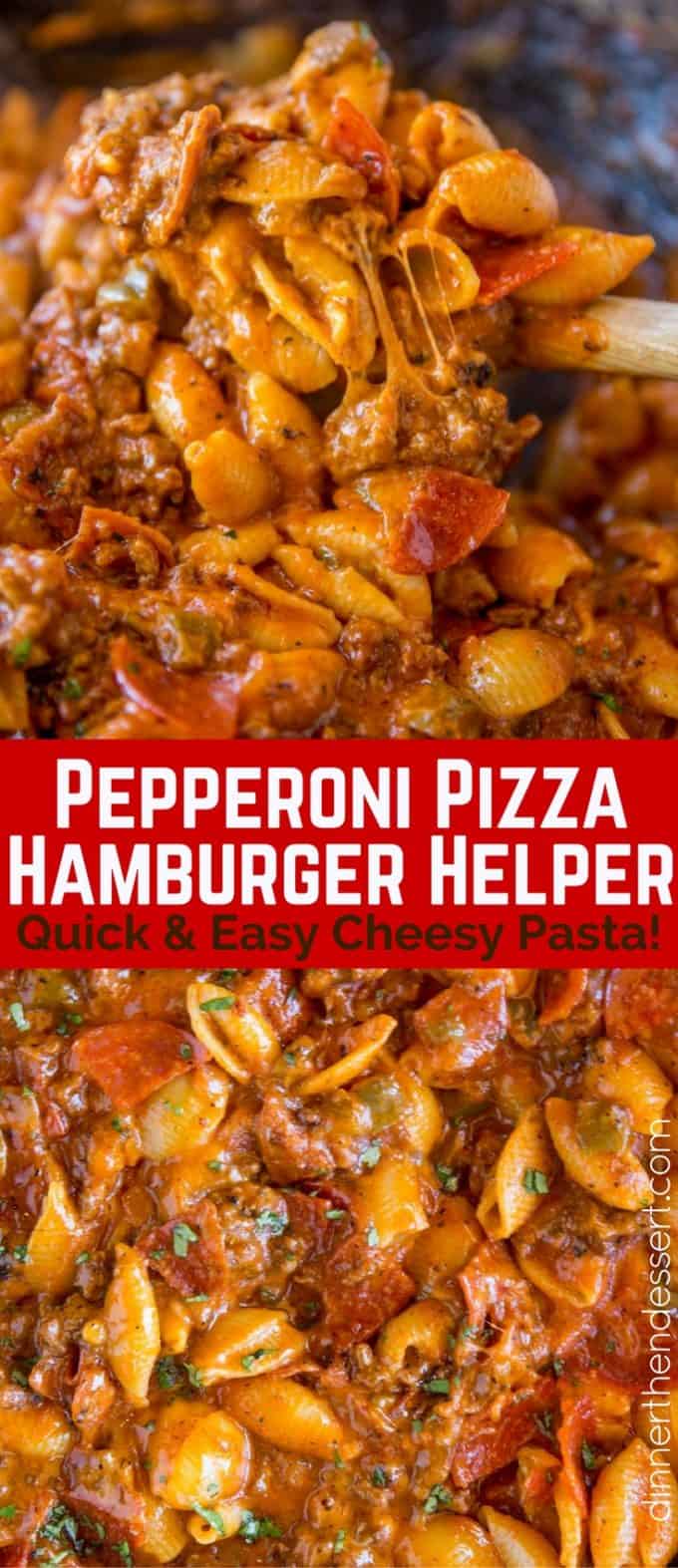 Collage of cheesy pasta dinner with meat sauce