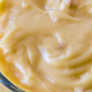 Creamy vanilla custard dessert close-up.