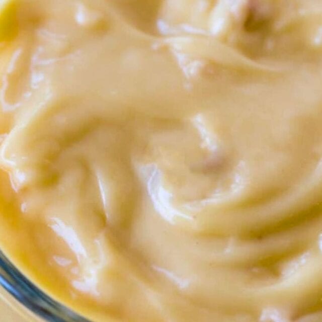Creamy vanilla custard dessert close-up.