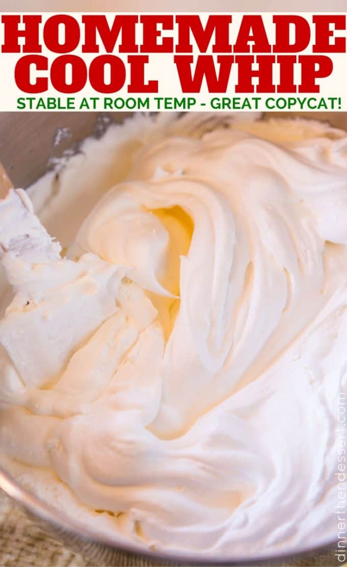 Homemade Cool Whip that is stable (you can freeze too!) like the store bought kind but made at home and SO delicious. Perfect for any recipes you're making that ask for Cool Whip!