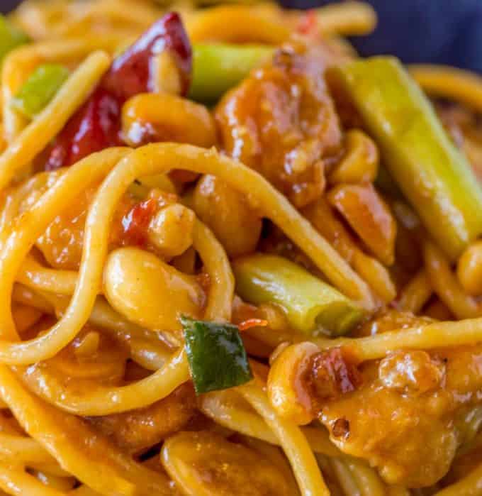 An authentic CPK copycat of Kung Pao Chicken Spaghetti!