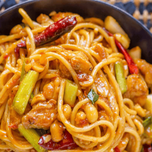 Ingredients cooked together with spicy peppers
