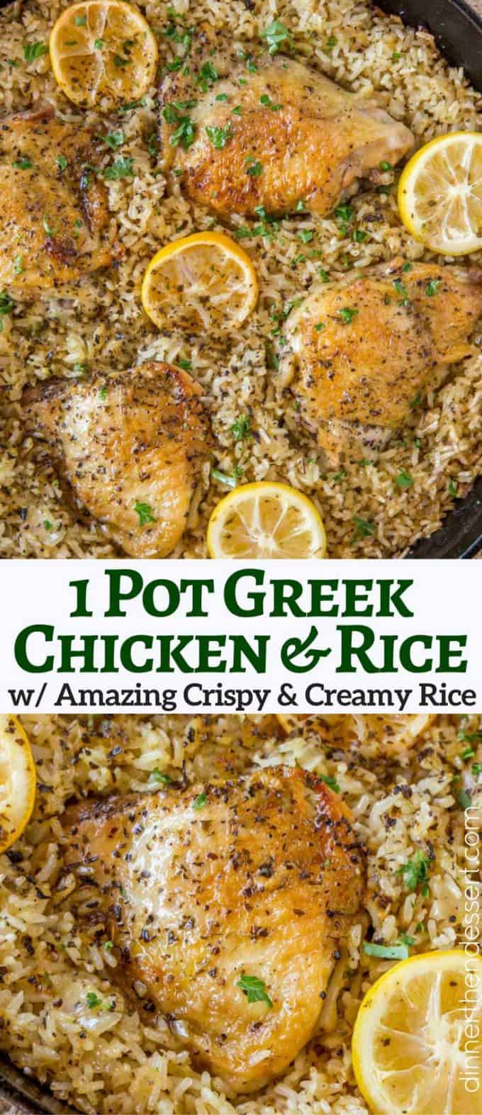 1 pot greek chicken rice collage