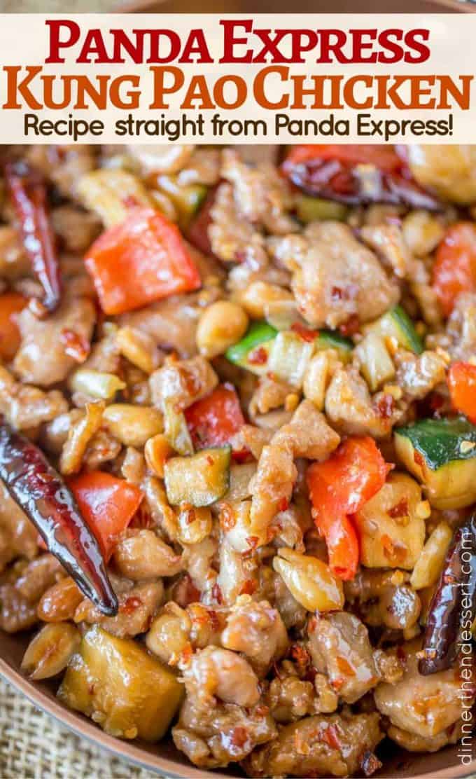 Panda Express Kung Pao Chicken isÂ Full of spicy chicken, zucchini, red bell peppers and crunchy peanuts in an easy ginger garlic sauce, this recipe is authentically Panda Express!