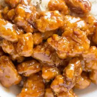 sticky chicken in a bowl