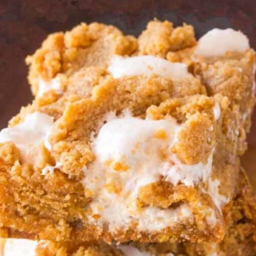 Pumpkin Fluffernutter Bars stack