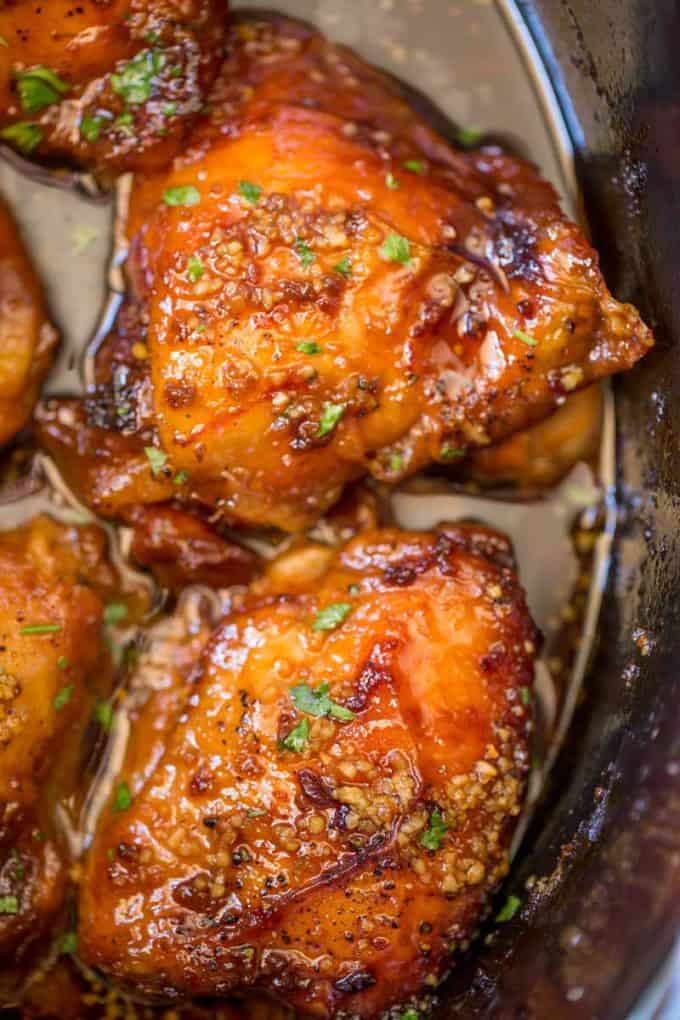 Slow Cooker Brown Sugar Garlic Chicken - Dinner, then Dessert