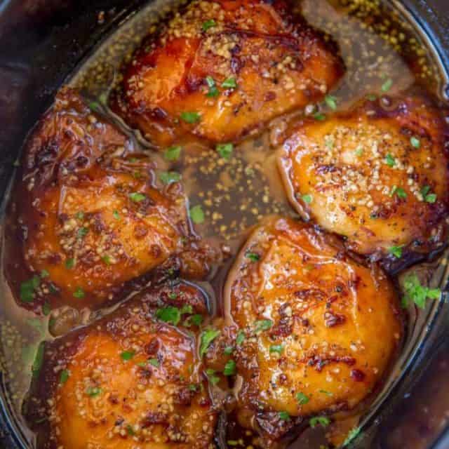 Slow Cooker Brown Sugar Garlic Chicken made with just five ingredients, you can set it in the morning in just minutes and have the perfect weeknight meal!