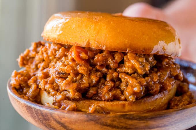 Saucy Hamburger Bun filled with Sloppy Joes