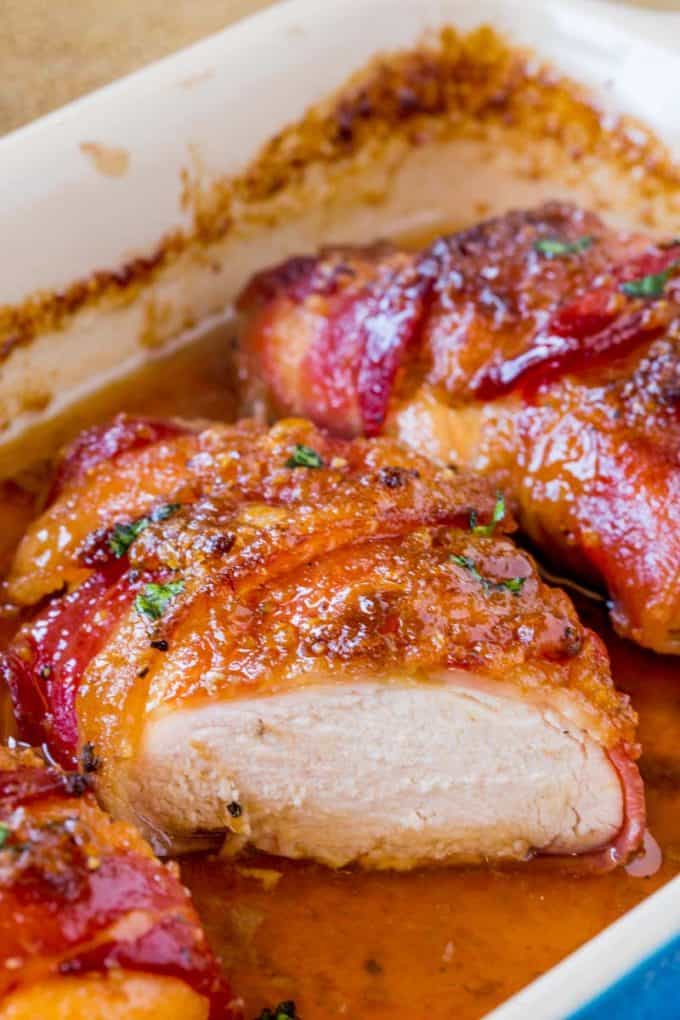 We've made this recipe twice in one week! EASY Bacon Brown Sugar Garlic Chicken with just 4 ingredients!