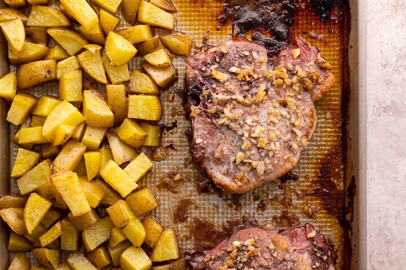 Brown Sugar Garlic Oven Baked Pork Chops Dinner, then Dessert