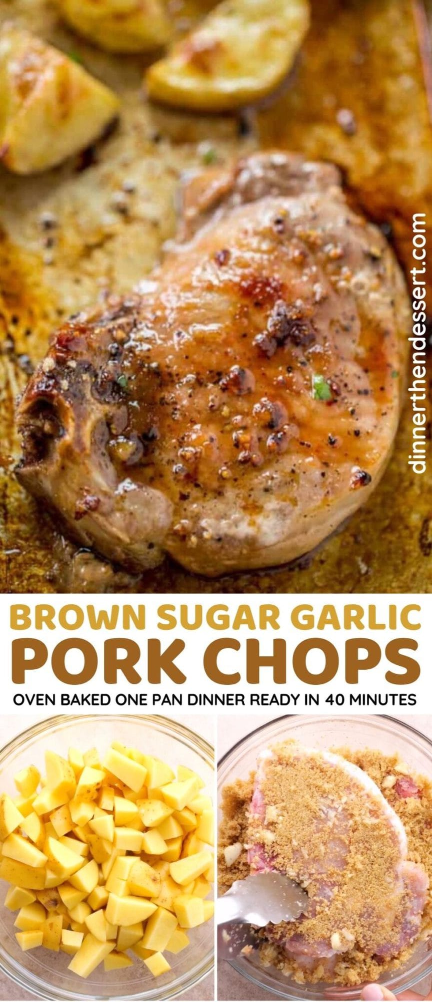 Brown Sugar Garlic Oven Baked Pork Chops [+VIDEO] - Dinner, then Dessert