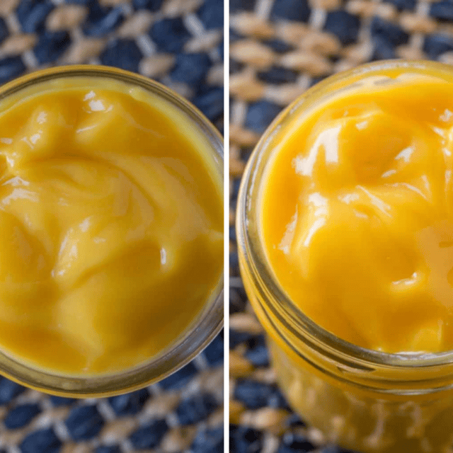 Collage of cheese soup in jar