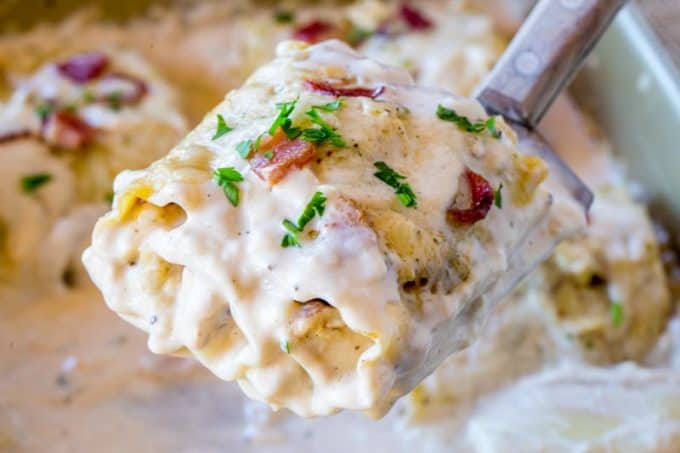 Bacon Chicken Ranch Lasagna Roll Ups are freezer friendly too!