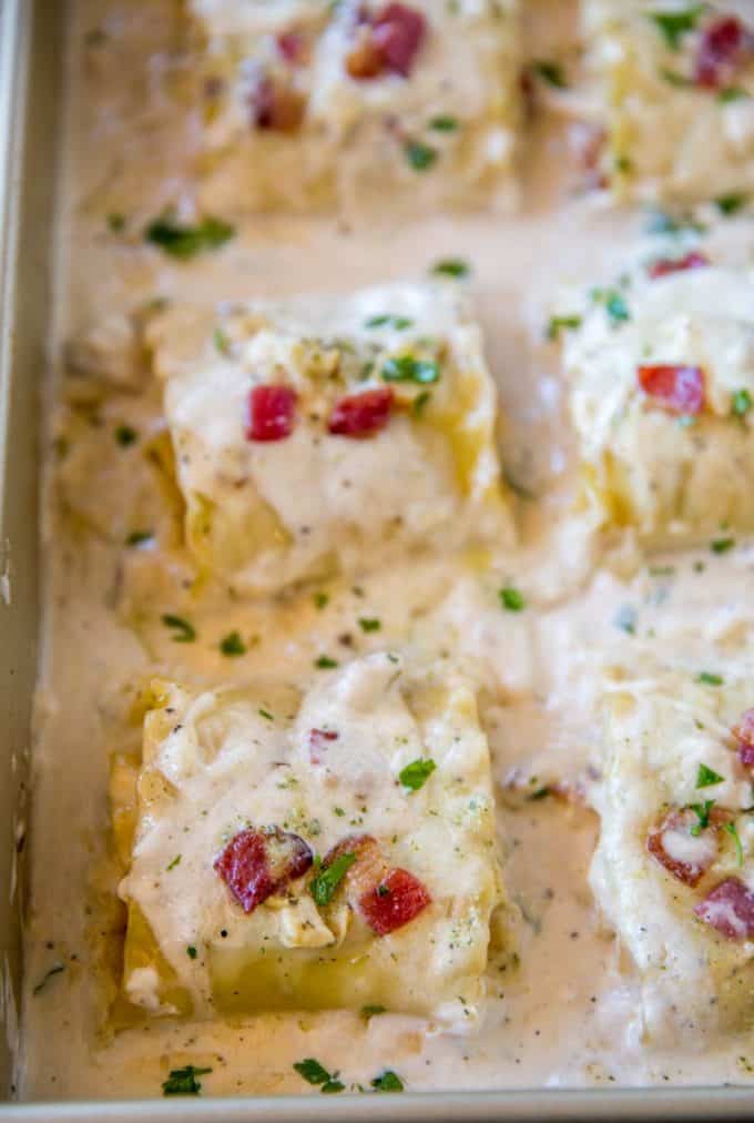 Quick and easy Chicken Bacon Ranch Lasagna Roll Ups are an easy weeknight meal!