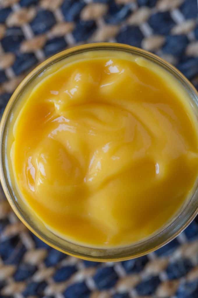 Condensed soup in a glass jar