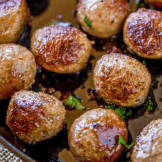 Meatballs in pan