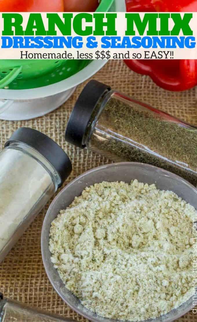 Homemade Ranch Dressing Mix without artificial ingredients and much less sodium! Easy to make and saves money over Hidden Valley Ranch seasoning packets!