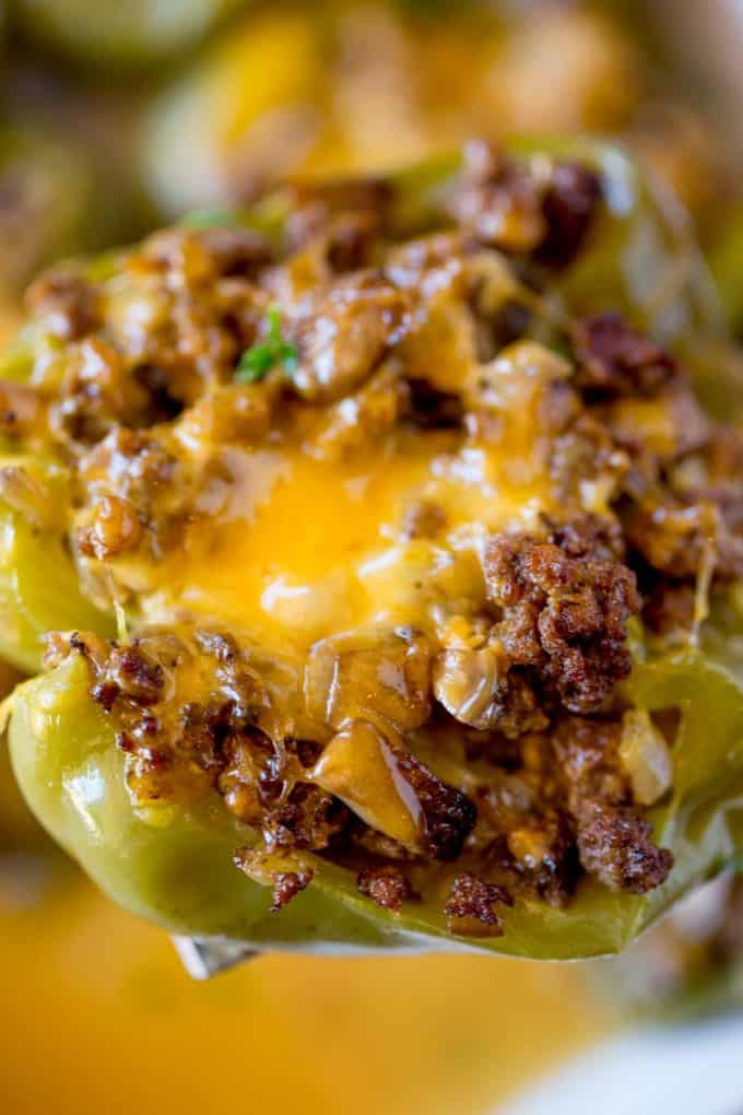 Philly Cheesesteak Stuffed Peppers - Dinner, then Dessert