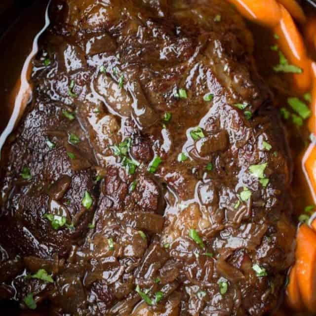 Slow Cooker Balsamic Pot Roast - Dinner, then Dessert