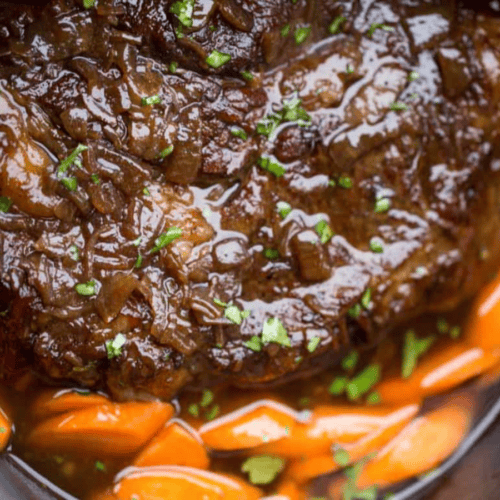 meat and carrots in a crock pot