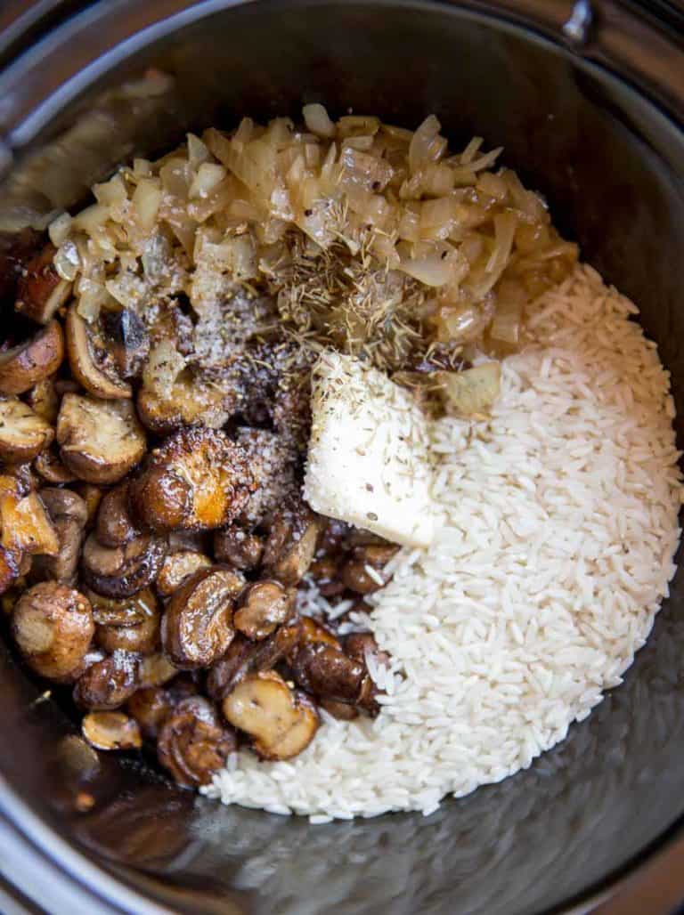 Slow Cooker Mushroom Rice Dinner, then Dessert