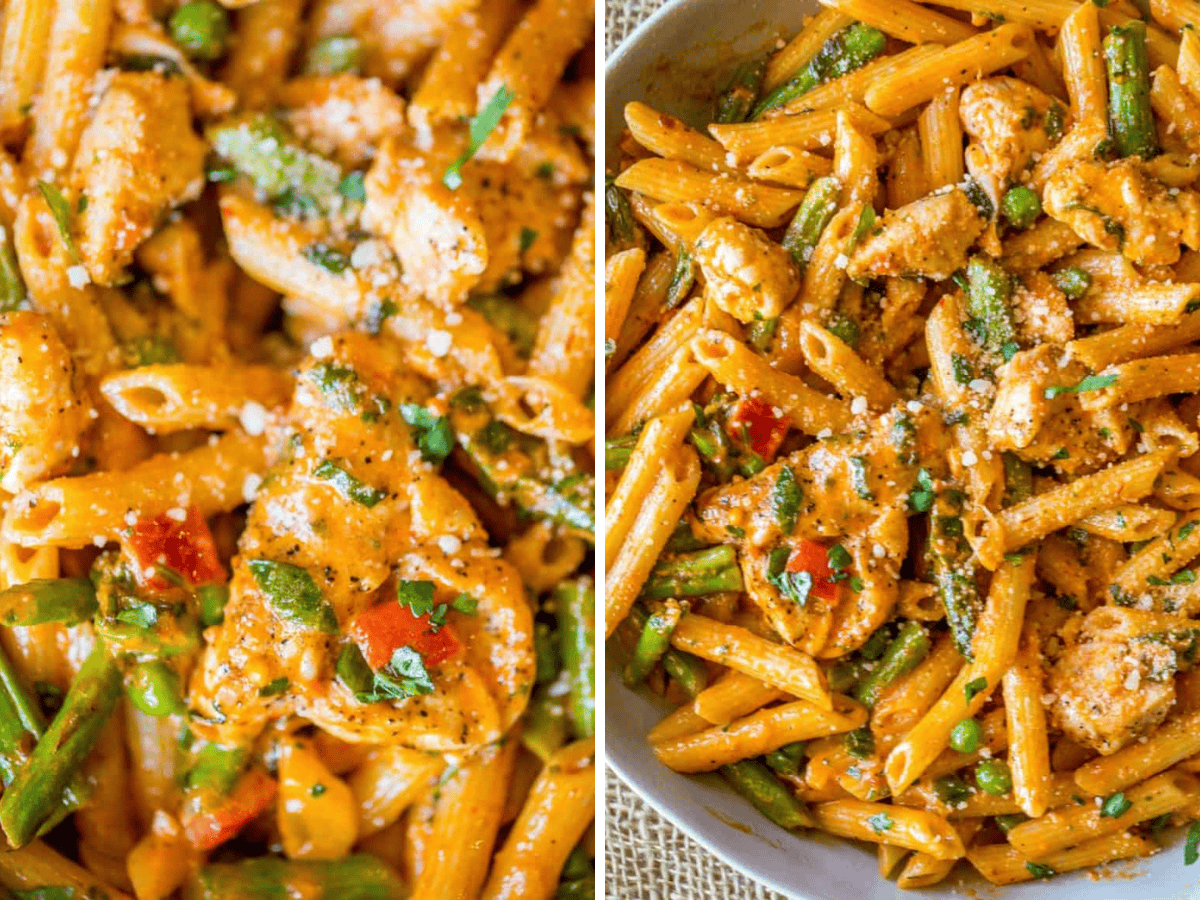 close up of pastas in a collage 