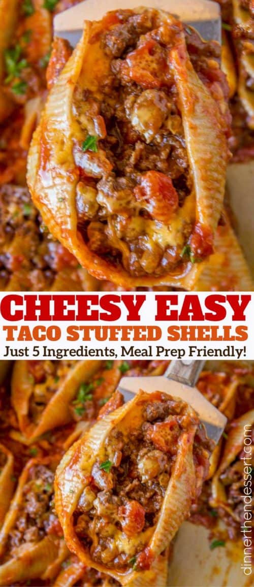 Cheesy Taco Stuffed Shells Recipe [VIDEO] - Dinner, then Dessert