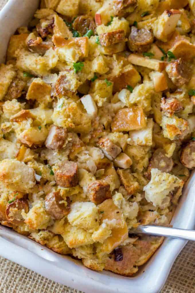 Easy Apple Sausage Stuffing - Dinner, then Dessert