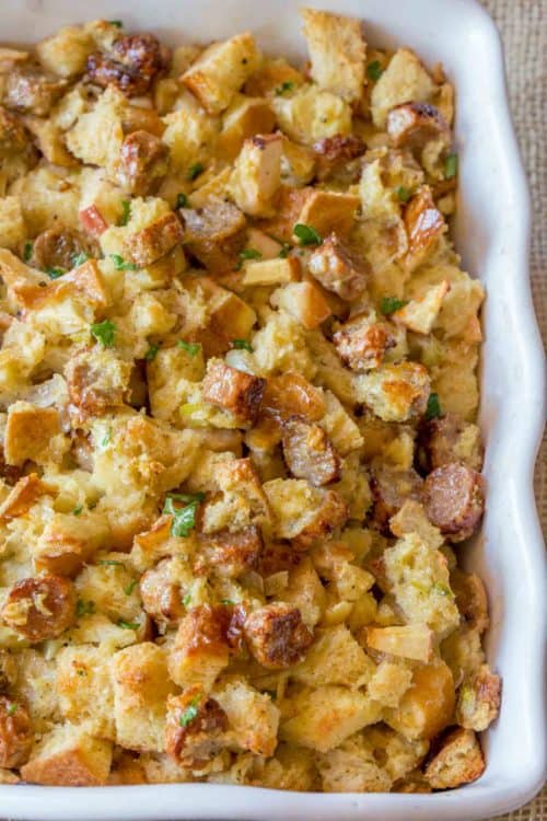 Easy Apple Sausage Stuffing - Dinner, then Dessert