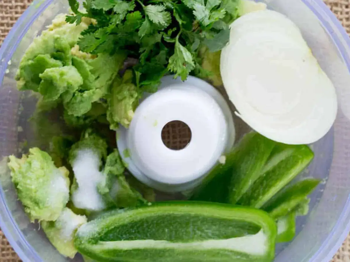 salsa ingredients in a food processor