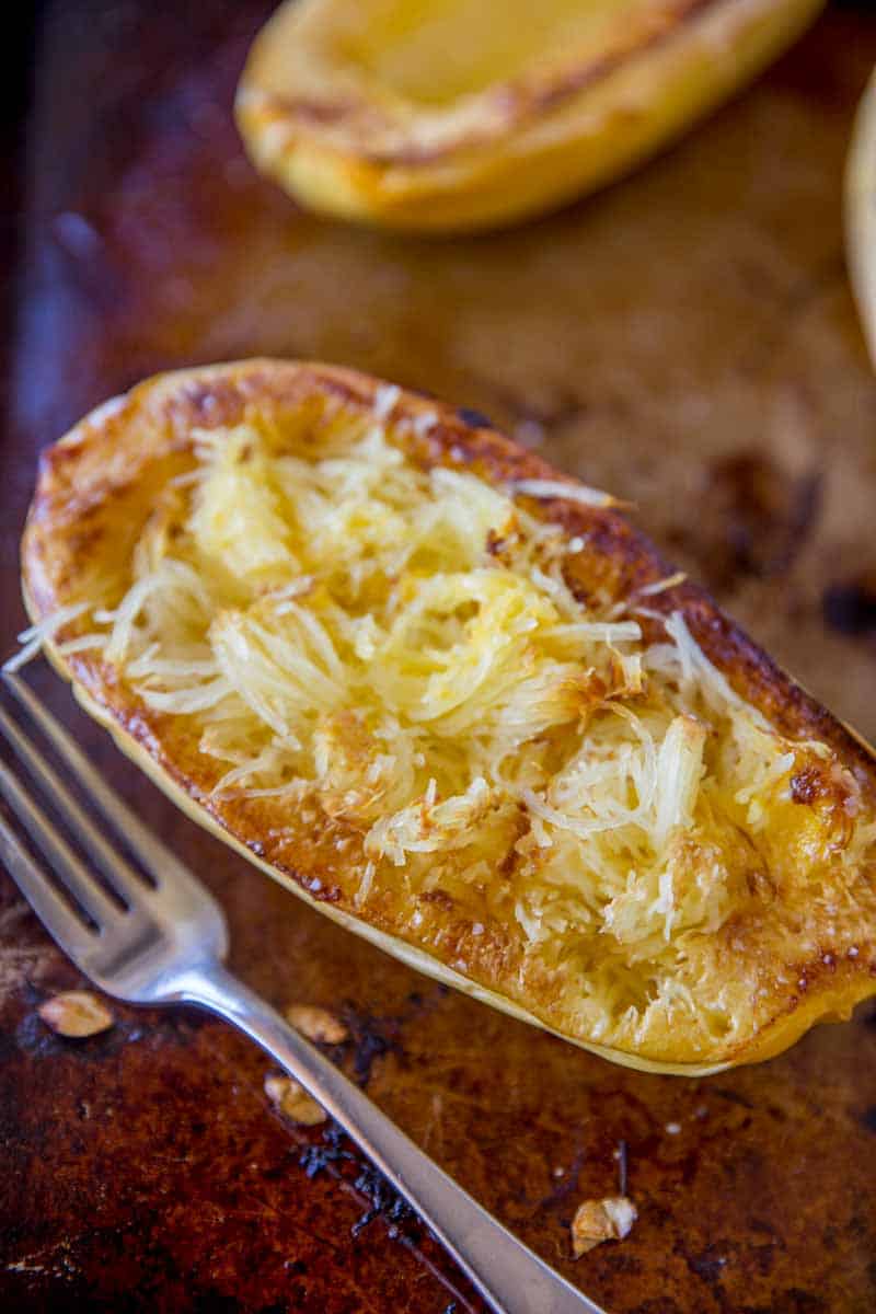 Baked spaghetti squash ready to eat