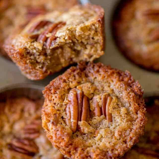 Pecan Pie Muffins with just 6 ingredients are the easiest sweet treat on your dessert table all holiday season long. And they're even better the next day!