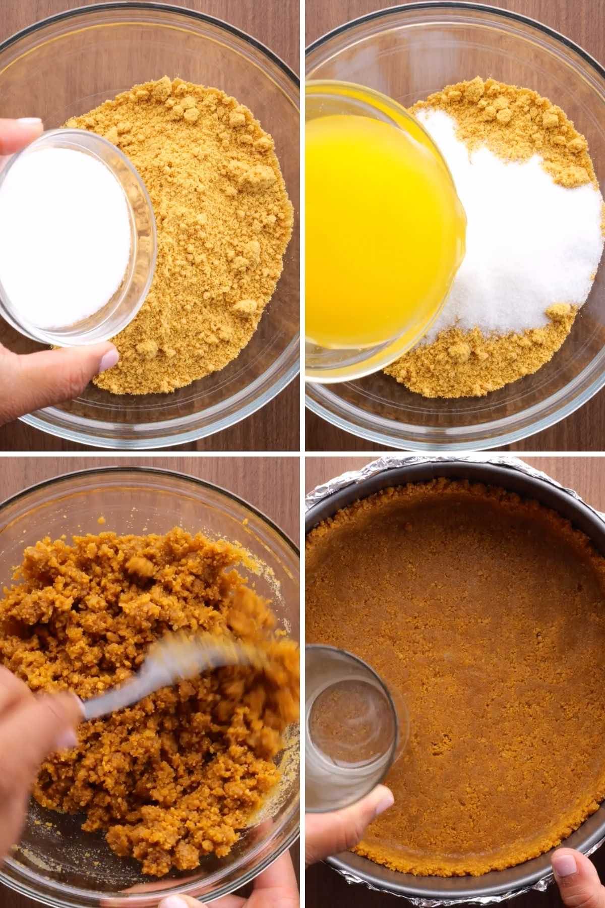Pumpkin Cheesecake Collage of crust preparation