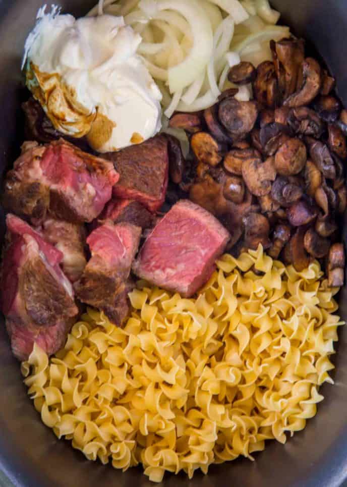 Slow Cooker Beef Stroganoff {EASY} Dinner then Dessert