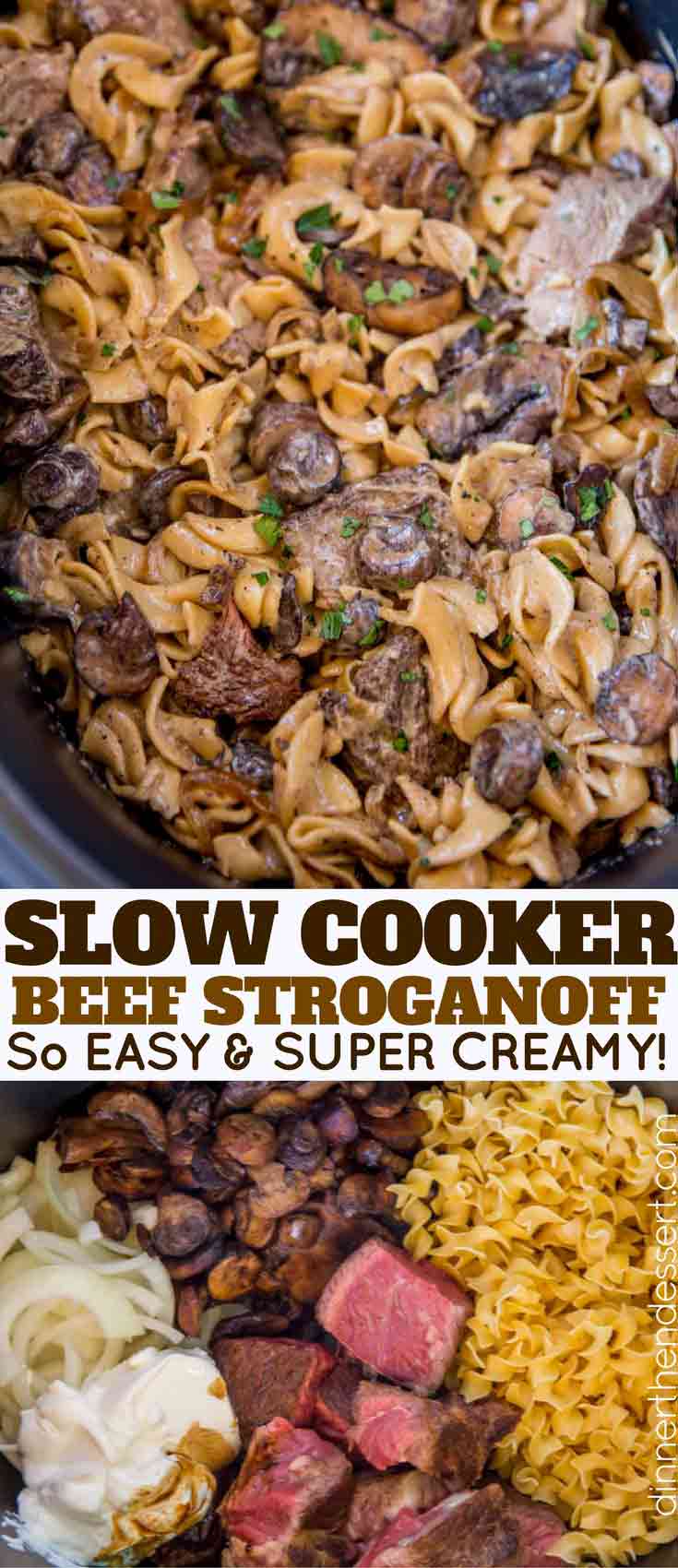 Slow Cooker Beef Stroganoff {EASY} Dinner then Dessert