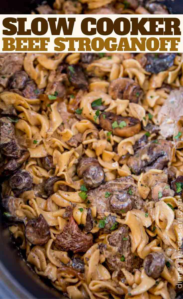 Slow Cooker Beef Stroganoff {EASY} - Dinner then Dessert