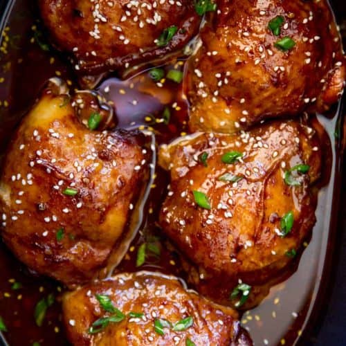 Slow Cooker Mongolian Chicken is a set it and forget it five ingredient recipe that is sweet, spicy, and full of garlic and ginger flavors!