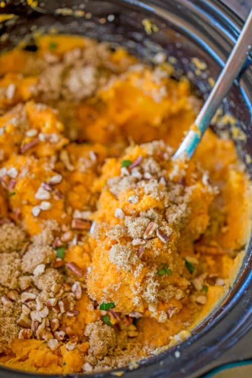 Slow Cooker Sweet Potato Casserole Dinner, then Dessert