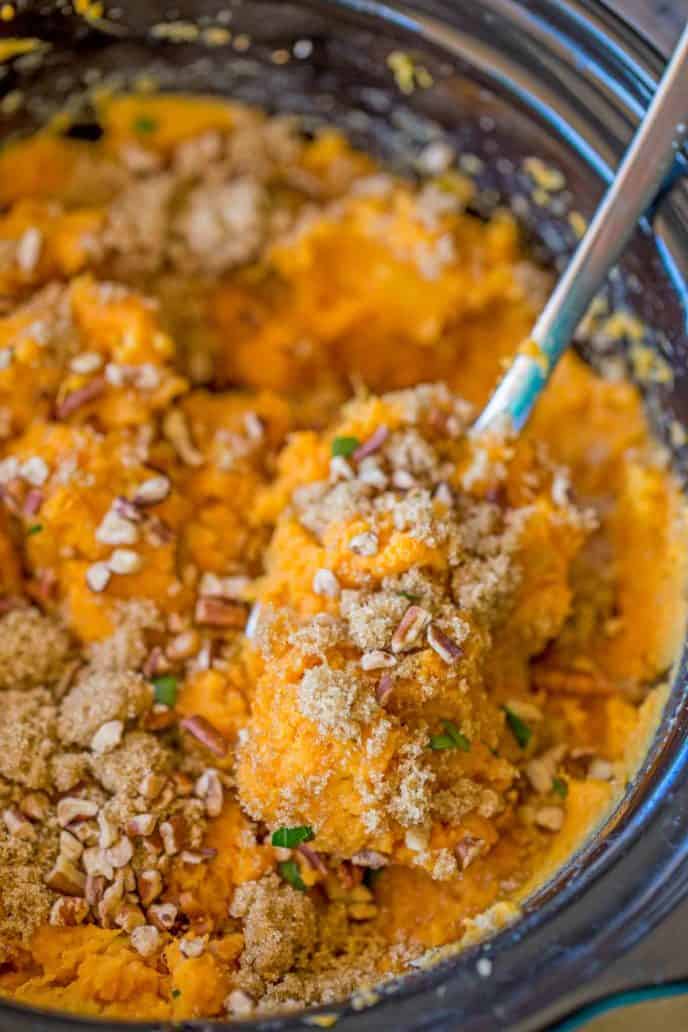 Slow Cooker Sweet Potato Casserole Dinner, then Dessert