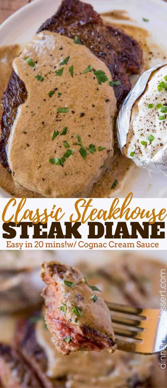 Classic Steak Diane Recipe (Cognac Cream Sauce) Dinner, then Dessert