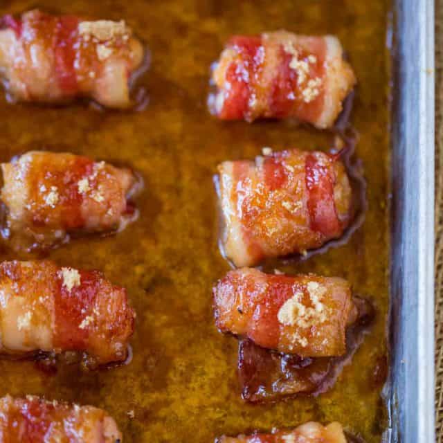 chicken bacon bites on baking sheet