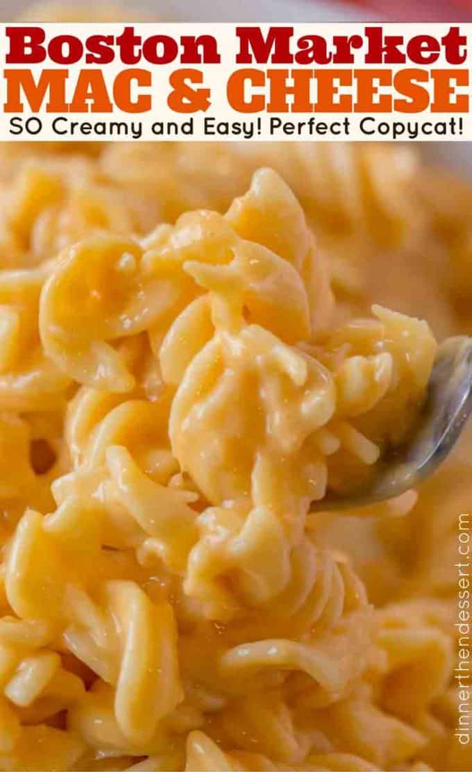 Boston Market Mac and Cheese, made with three cheeses is super creamy and easy to make and the perfect copycat! #macandcheese #bostonmarket #cheesy