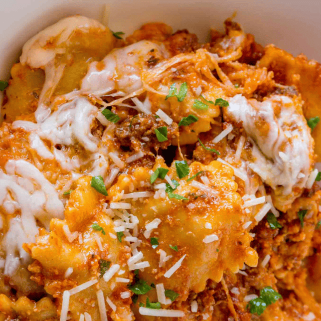 ravioli bake served