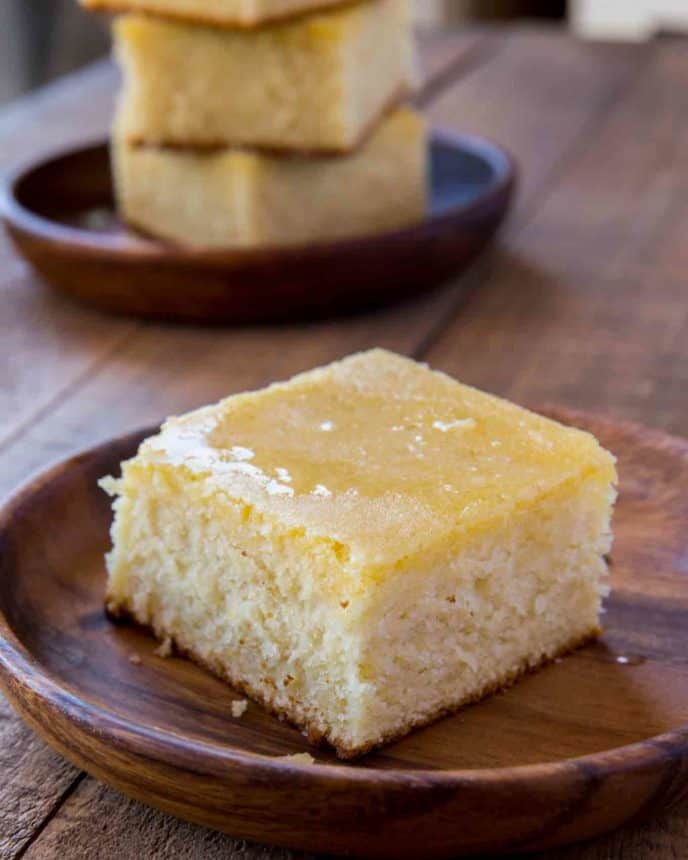 piece of homemade cornbread made from southern cornbread recipe