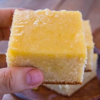 Holding a piece of cornbread