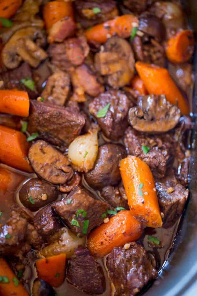 Slow Cooker Beef Bourguignon - Dinner, then Dessert