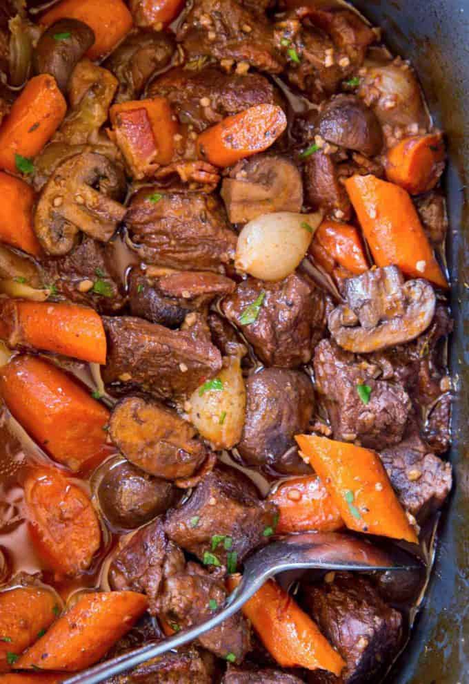 Slow Cooker Beef Bourguignon - Dinner, then Dessert