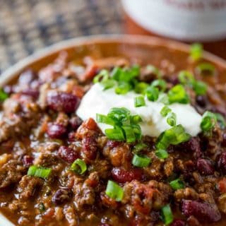 An EASY, classic Slow Cooker Beef Chili that takes no effort at all and is a perfect winter meal your family will love for dinner or for a game day treat!